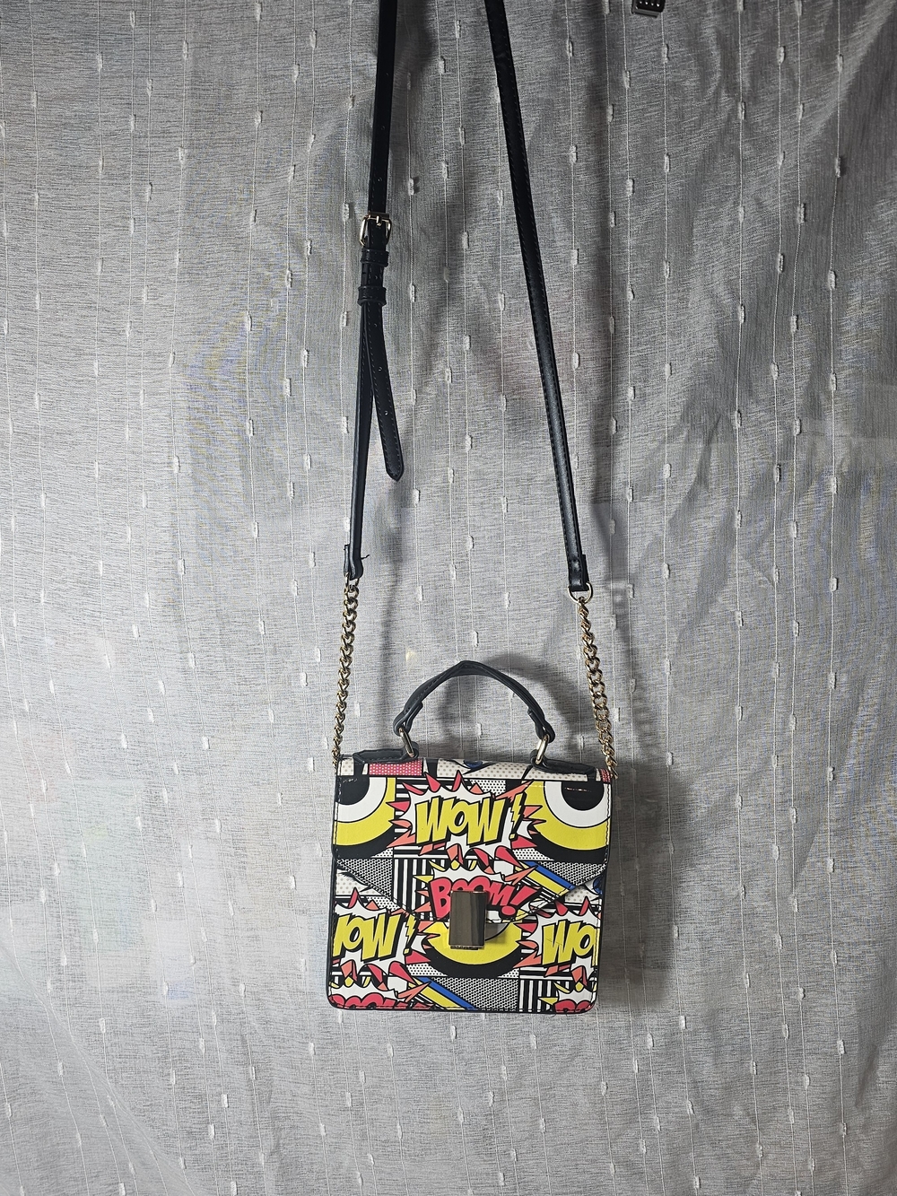 Graphic Pop Art Crossbody Bag in Yellow, Pink & Black